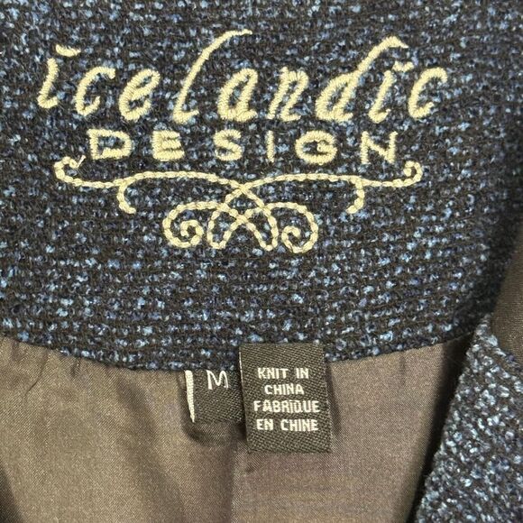 Icelandic Design Button Sweater Blazer Jacket Size Medium Blue Wool Blend - Picture 2 of 8